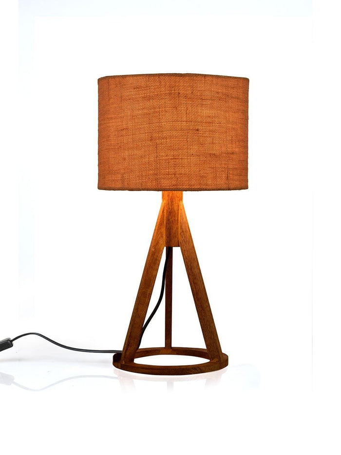 Jute Brown Trio Wooden Lamp - Ouch Cart