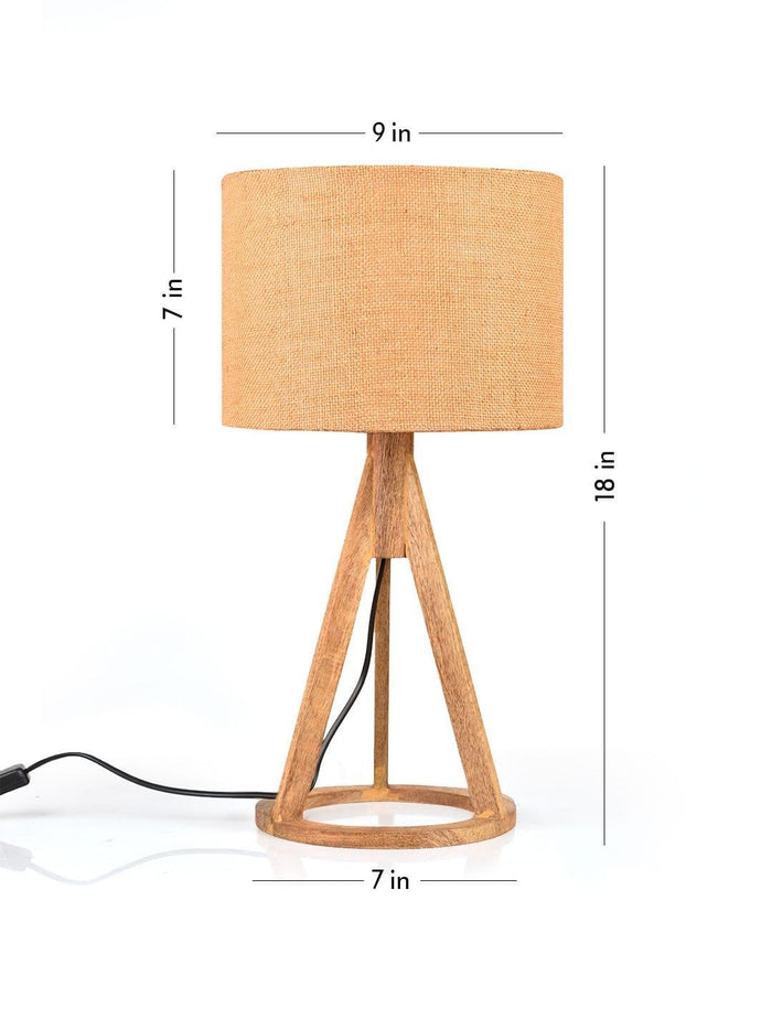 Jute Brown Trio Wooden Lamp - Ouch Cart