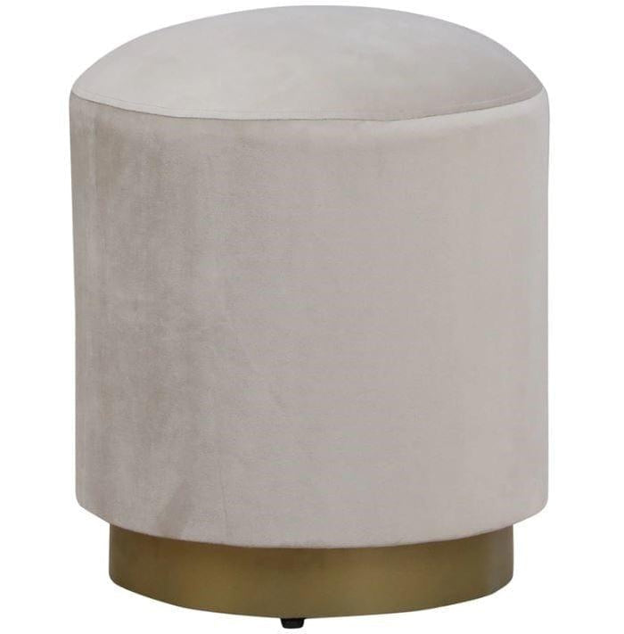 Kate Metal Pouff In Velvet White Colour - Ouch Cart