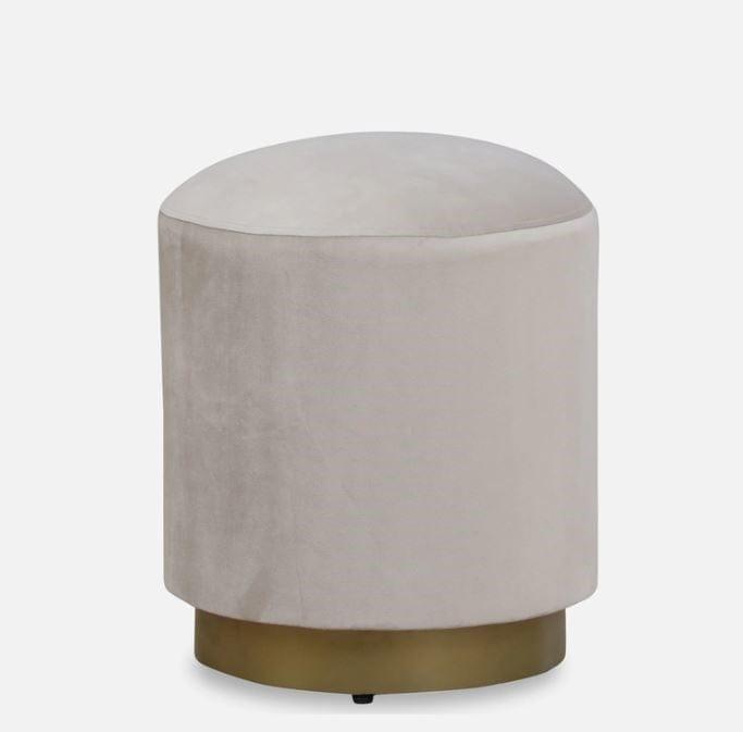 Kate Metal Pouff In Velvet White Colour - Ouch Cart