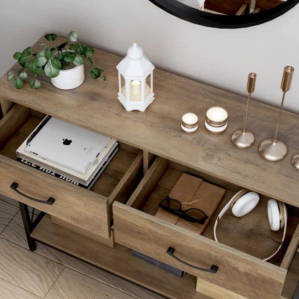 Kedarian Wooden And Metal Console Table - Ouch Cart
