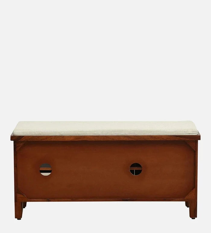 Kelty Sheesham Wood Shoe Rack With Seating In Honey Oak Finish, - Ouch Cart