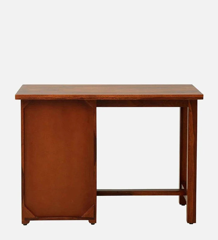 Kelty Sheesham Wood Writing Table In Honey Oak Finish With Drawers, - Ouch Cart