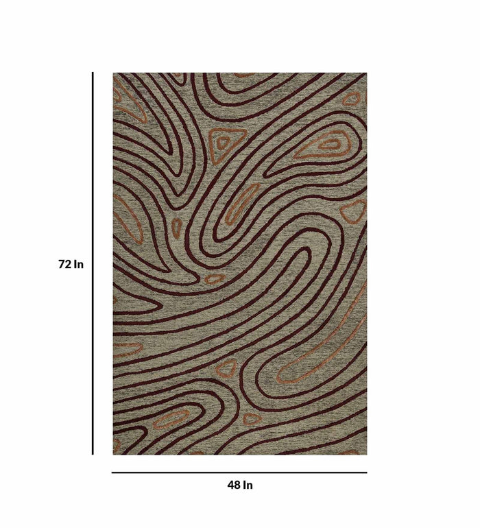 KHAKI Wool & Viscose Canyan 4x6 Feet Hand-Tufted Carpet - Rug - Ouch Cart