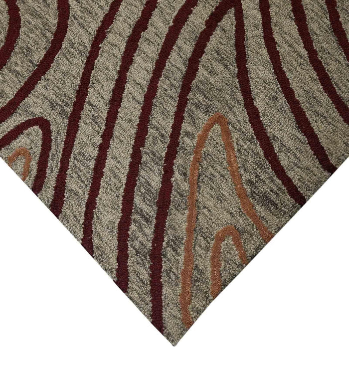 KHAKI Wool & Viscose Canyan 4x6 Feet Hand-Tufted Carpet - Rug - Ouch Cart