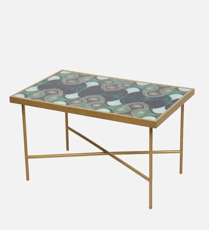 Konark Glass Top Coffee Table in Green Colour - Ouch Cart