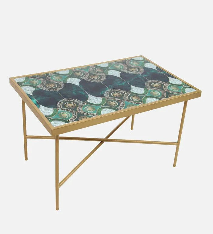 Konark Glass Top Coffee Table in Green Colour - Ouch Cart