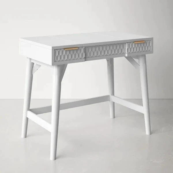 Krzysztof Vanity dressing table Writing Desk with Storage Drawers, White Secretary Desk for Home Office, Computer Desk with Drawres, Small Vanity Desk for Bedroom - Ouch Cart