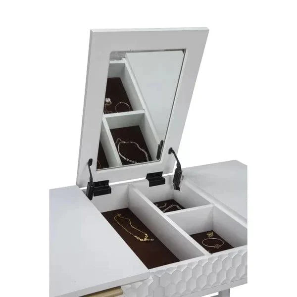 Krzysztof Vanity dressing table Writing Desk with Storage Drawers, White Secretary Desk for Home Office, Computer Desk with Drawres, Small Vanity Desk for Bedroom - Ouch Cart