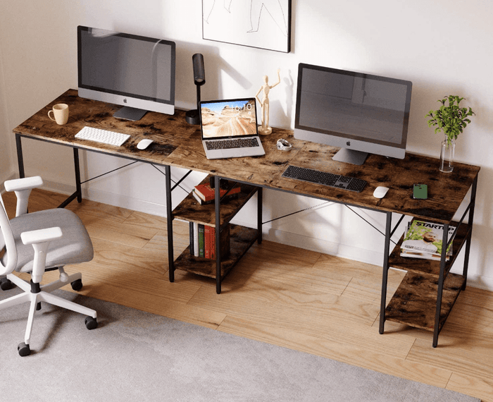 L Shaped Desk with Shelves and Reversible Corner Computer Desk - Ouch Cart