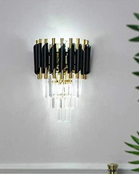 Led Crystal Modern Black Gold Metal Wall Light For Drawing Room Bedroom Office - Ouch Cart