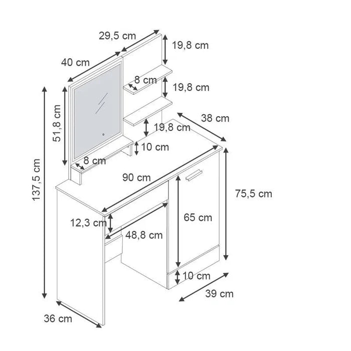 Leevi Dressing Table with Mirror - Ouch Cart