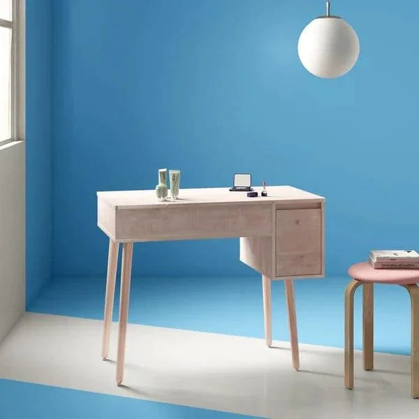 Lena Vanity Dressing Table With Stool Makeup Vanity Table with Mirror, Dressing Table with 2 Drawers, Modern Wood Bedroom Vanity Vintage Dressing Table for Women Girls - Ouch Cart