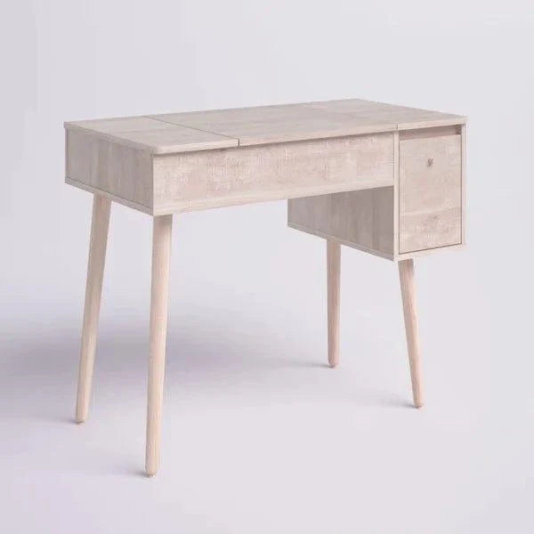 Lena Vanity Dressing Table With Stool Makeup Vanity Table with Mirror, Dressing Table with 2 Drawers, Modern Wood Bedroom Vanity Vintage Dressing Table for Women Girls - Ouch Cart