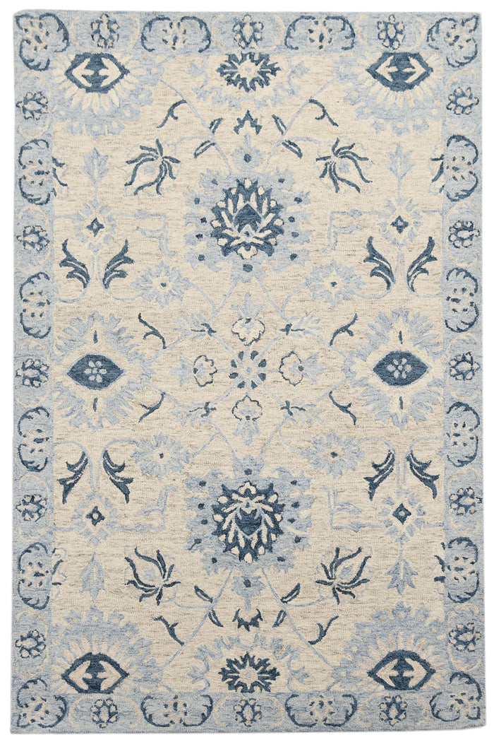 Light Blue Wool Romania 4x6 Feet Hand-Tufted Carpet - Rug - Ouch Cart