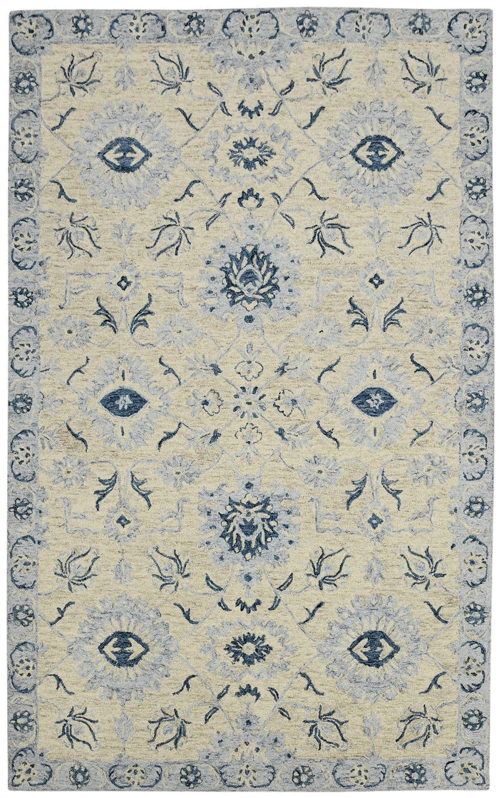Light Blue Wool Romania 5x8 Feet Hand-Tufted Carpet - Rug - Ouch Cart
