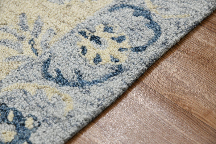 Light Blue Wool Romania 5x8 Feet Hand-Tufted Carpet - Rug - Ouch Cart