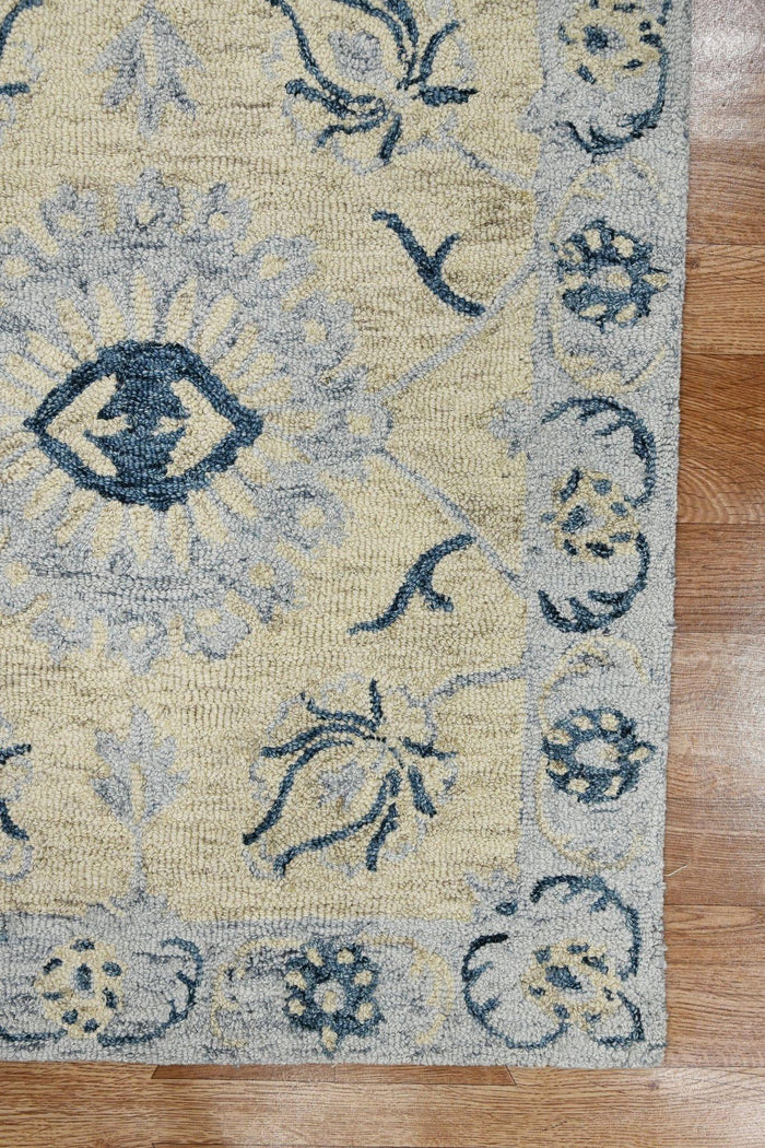 Light Blue Wool Romania 5x8 Feet Hand-Tufted Carpet - Rug - Ouch Cart