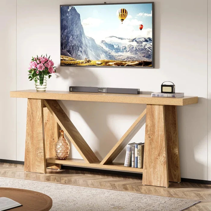 Long Console Table, Farmhouse Entryway Table Ouch Cart