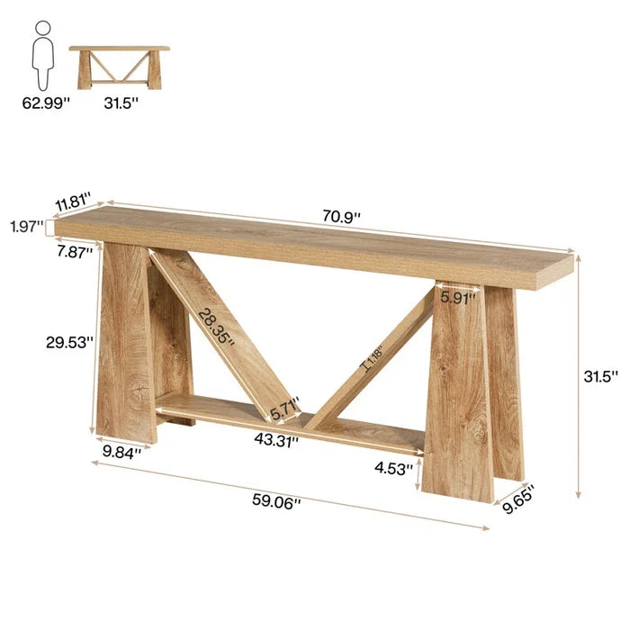 Long Console Table, Farmhouse Entryway Table Ouch Cart