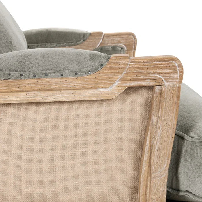 Louis XV Oak Armchair with Charcoal Upholstery & Cabriole Legs