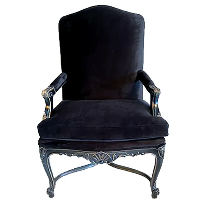 Louis XV Tuscany Lounge Chair with Ornate Carving & Antique Gold Finish