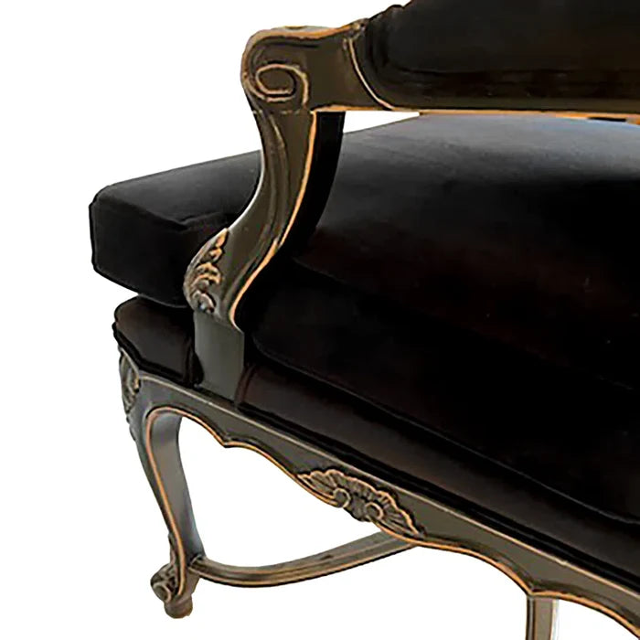 Louis XV Tuscany Lounge Chair with Ornate Carving & Antique Gold Finish