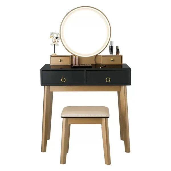 Maja Dressing Table With Drawers, Vanity Set, Vanity Desk with Mirror included Lights, Vanity Table with Makeup Vanity Mirror with Lights and stool Makeup Vanity Table - Ouch Cart