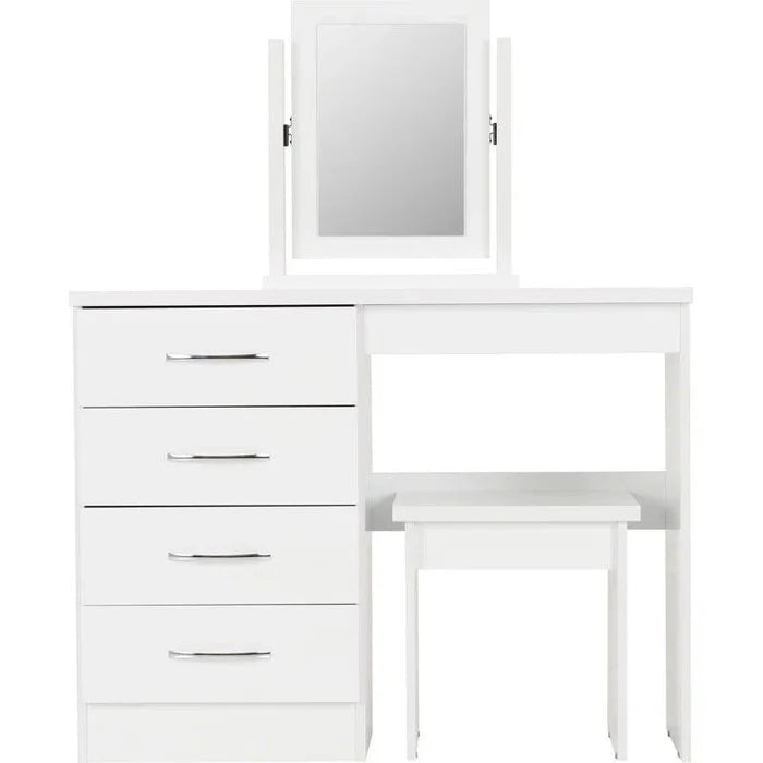 Makeup Vanity Desk with Mirror, White Vanity Table Set with 4 Drawers, Modern Vanity Table for Bedroom - Ouch Cart