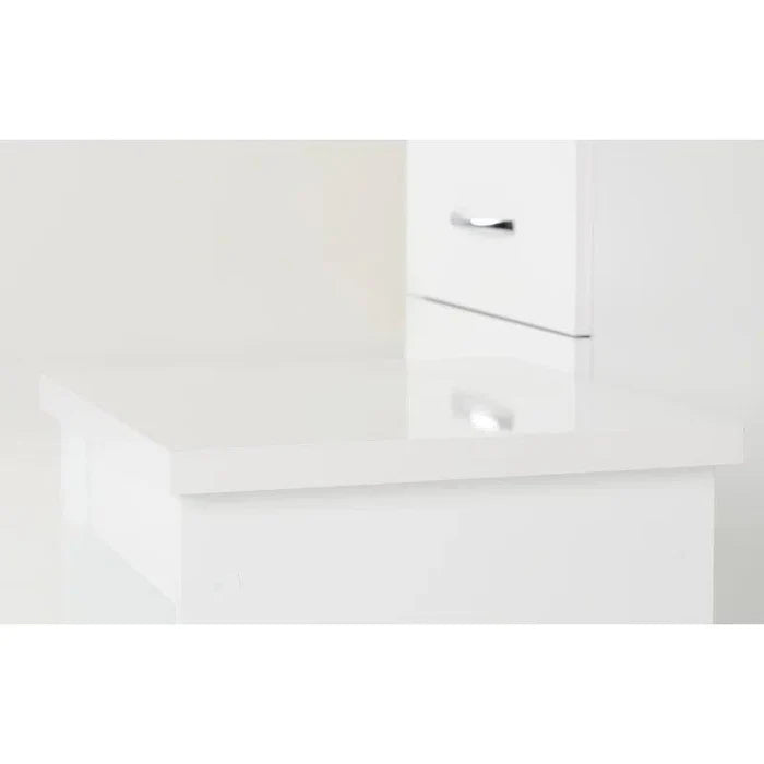 Makeup Vanity Desk with Mirror, White Vanity Table Set with 4 Drawers, Modern Vanity Table for Bedroom - Ouch Cart