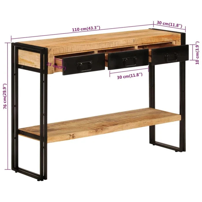 Malia 110cm Solid Wood Top Console Table Ouch Cart
