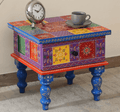 Mango Wood Bedside End Table with Drawer Storage , Multi colour - Ouch Cart