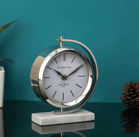 Marbellic Silver clock Table Clock - Ouch Cart