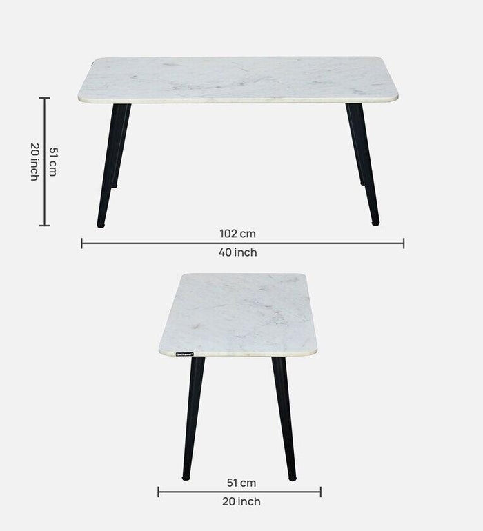 Marble Coffee Table in White Finish - Ouch Cart