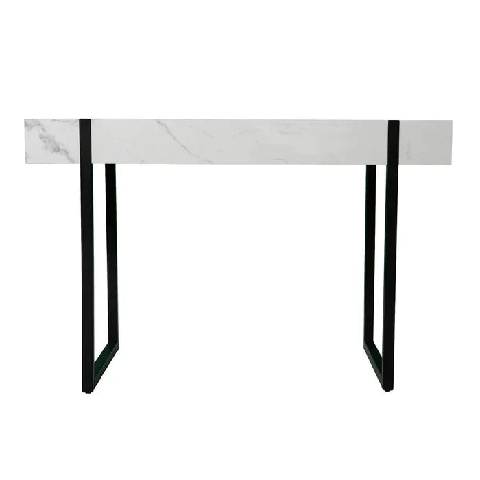 Marble Look Top Metal Base Writing Desk ouch cart