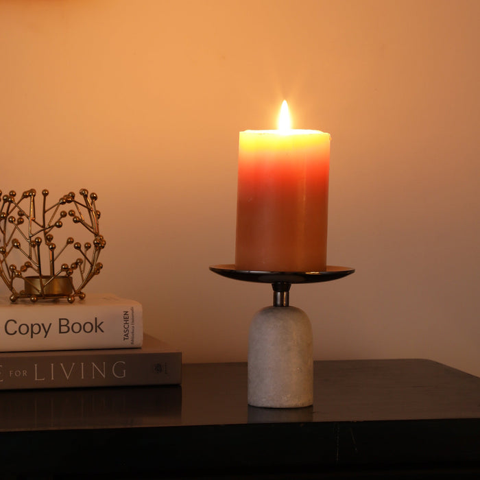 Marble Pri Pillar Candle mini stand in black M.M.I. OVERSEAS