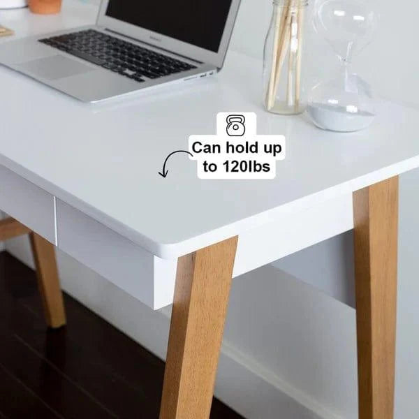 Marta Teak Wood MDF Study Table - Ouch Cart