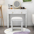 Maximilian Vanity Dressing Table With Stool & Mirror | 2 Storage Drawers Makeup Vanity Set | Dressing Cosmetic Desk with Large Tabletop for Girls - Ouch Cart