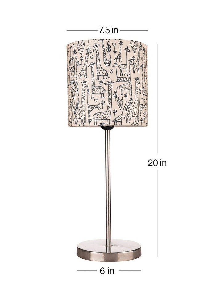 Metal Chrome Finish Lamp with Multicolor Animal Print Shade - Ouch Cart