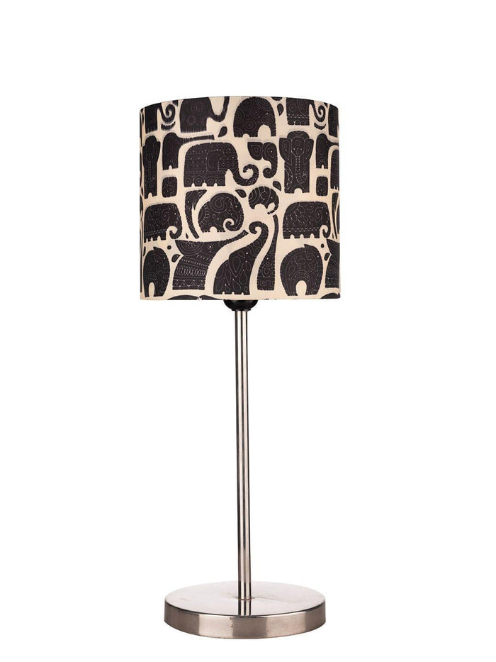 Metal Chrome Finish Lamp with Multicolor Black Elephant Shade - Ouch Cart