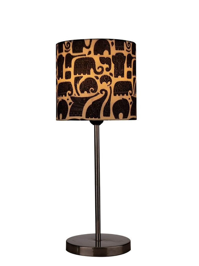 Metal Chrome Finish Lamp with Multicolor Black Elephant Shade - Ouch Cart