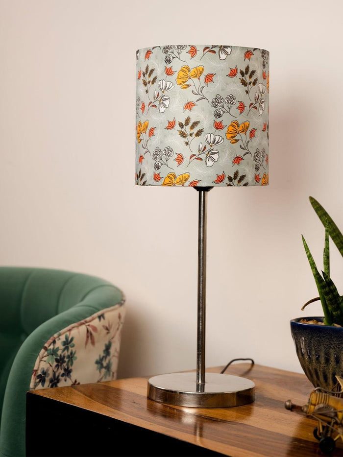 Metal Chrome Finish Lamp with Multicolor Gardenia Shade - Ouch Cart