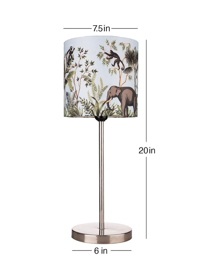 Metal Chrome Finish Lamp with Multicolor Jungle Shade - Ouch Cart