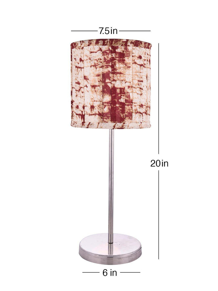 Metal Chrome Finish Lamp with Pleeted Multicolor Maroon Shade - Ouch Cart