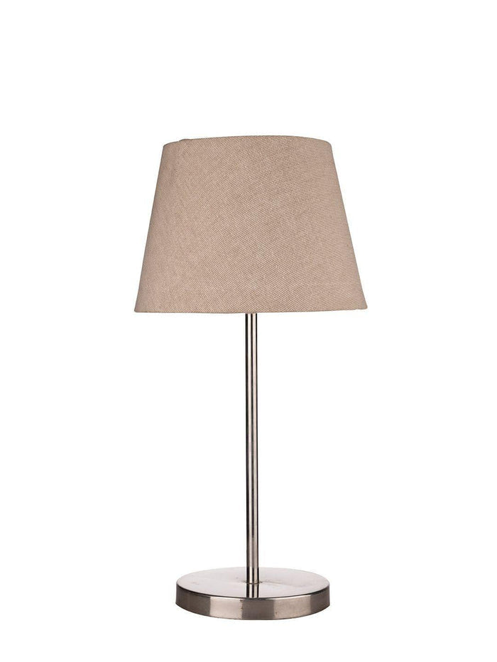 Metal Chrome Finish Lamp with Smare Taper Brown Shade - Ouch Cart