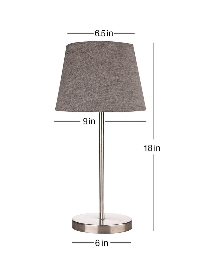 Metal Chrome Finish Lamp with Smare Taper Grey Shade - Ouch Cart