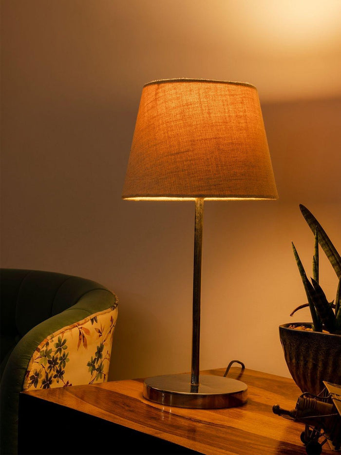 Metal Chrome Finish Lamp with Smare Taper White Shade - Ouch Cart