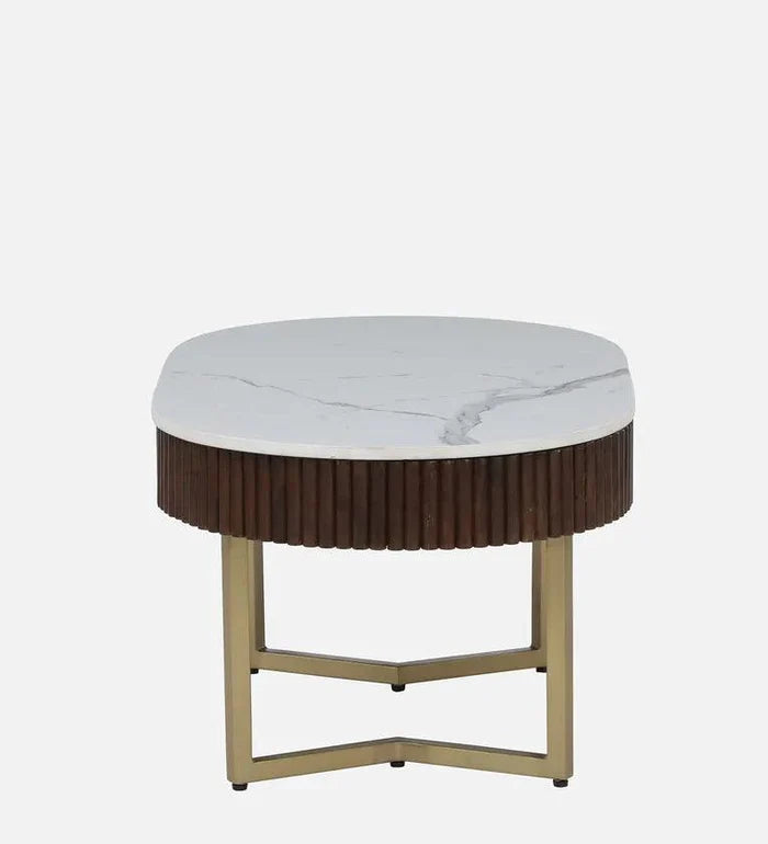 Metal Coffee Table In Gold Colour With Porcelain Top - Ouch Cart
