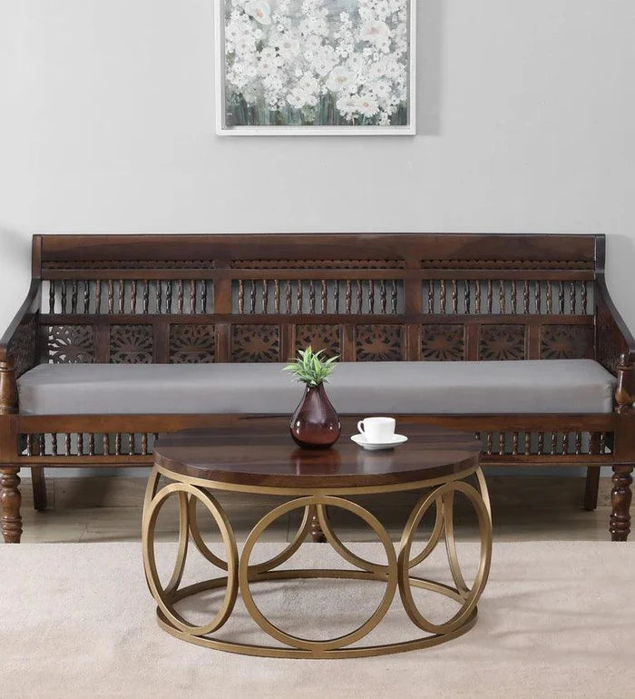 Metal Coffee Table In Matte Gold Finish - Ouch Cart