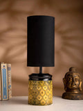 Metal Diamond Tile Print Lamp with Solid Black Shade - Ouch Cart